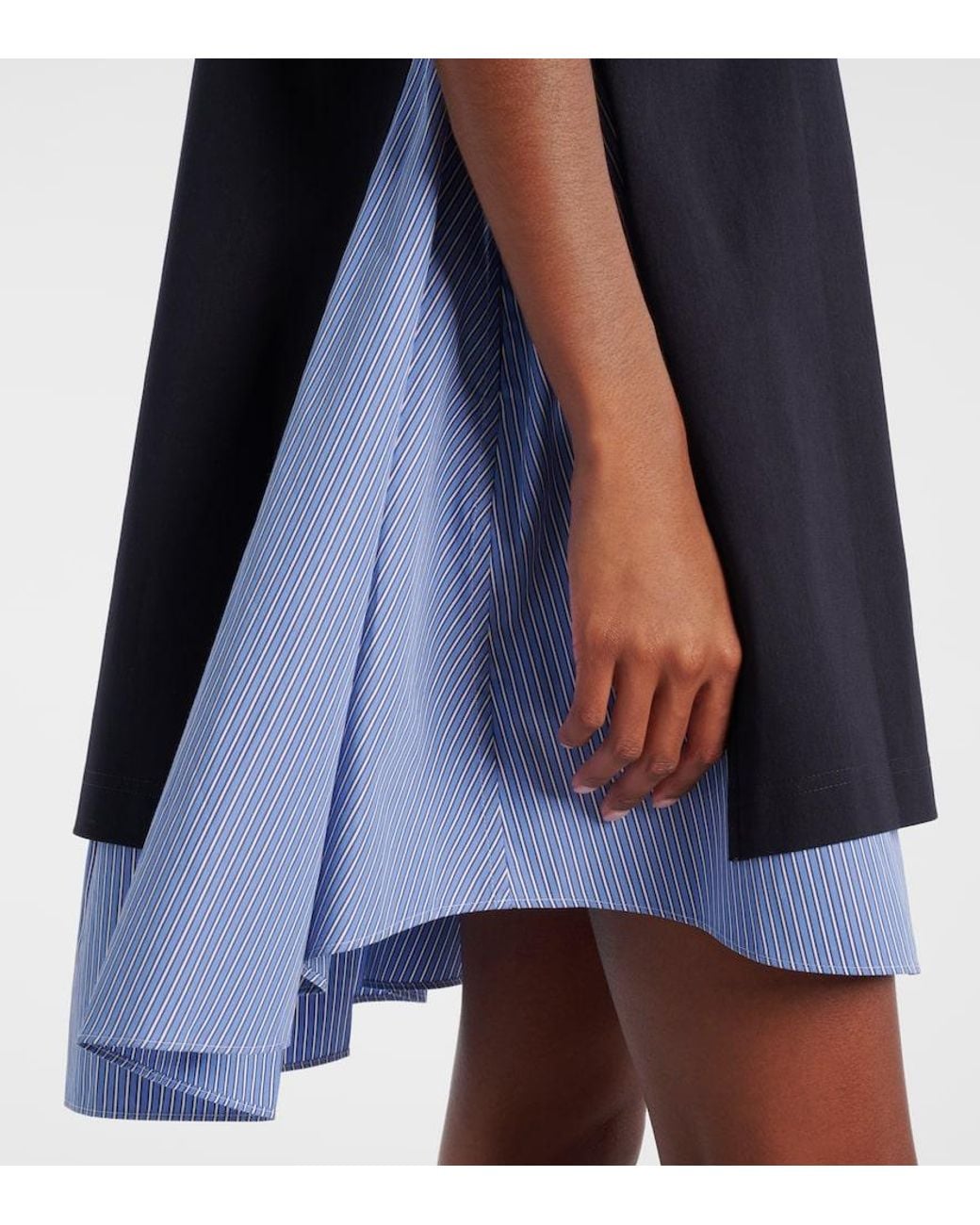 Sacai Black Striped Cotton Minidress