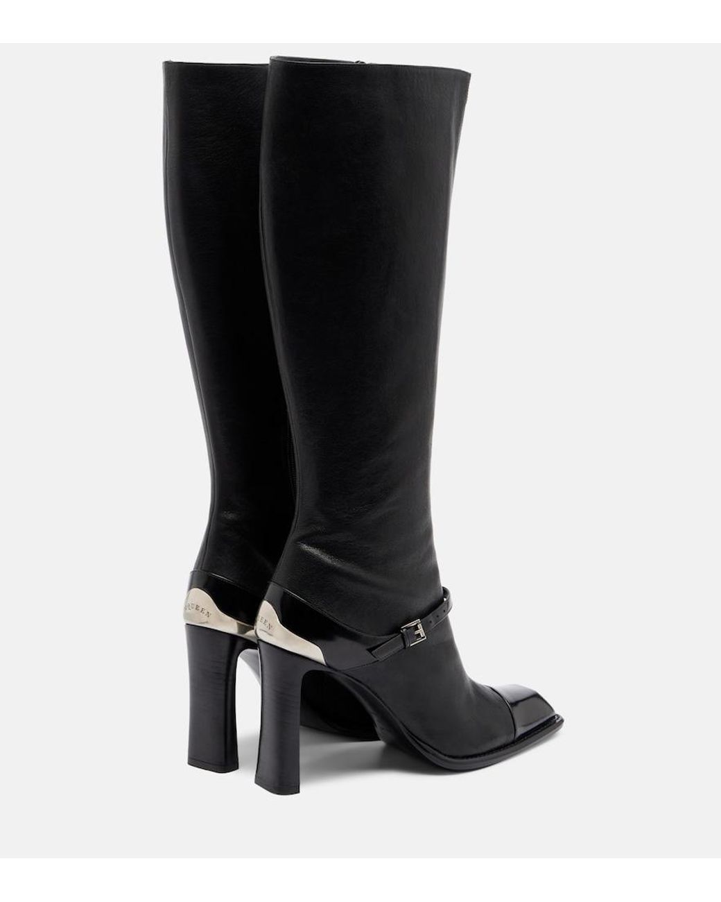 McQueen Black Niko Leather Knee-High Boots