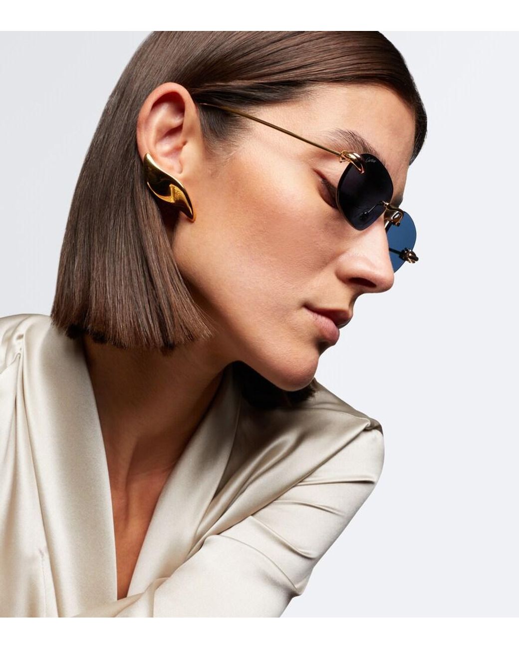 Cartier Blue Trinity De Cartier Rectangular Sunglasses