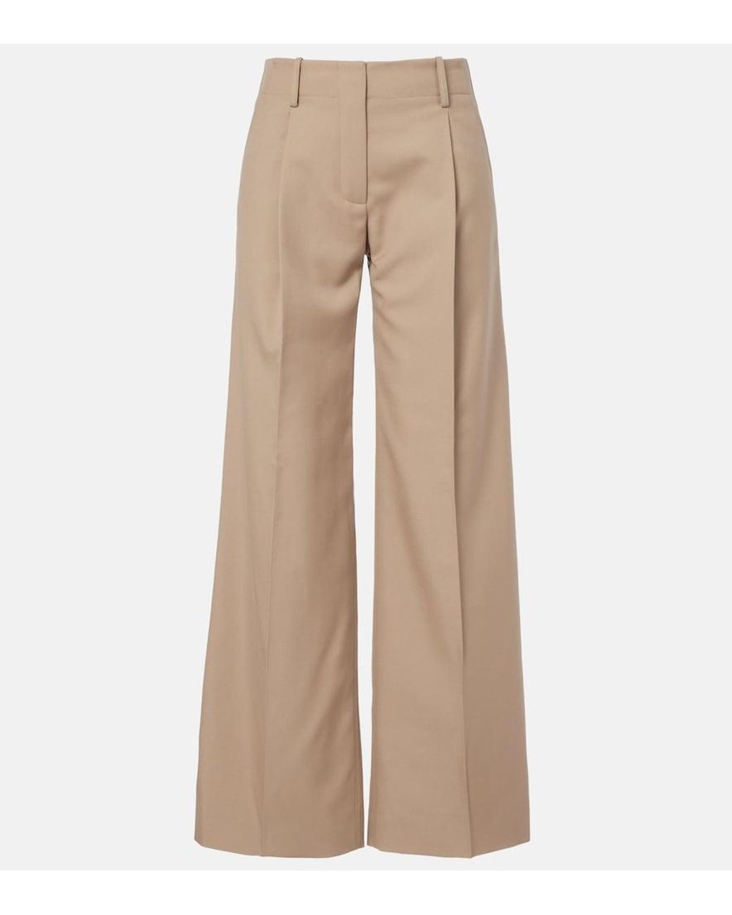 Proenza Schouler Natural Halima Wool-Blend Gabardine Wide-Leg Pants