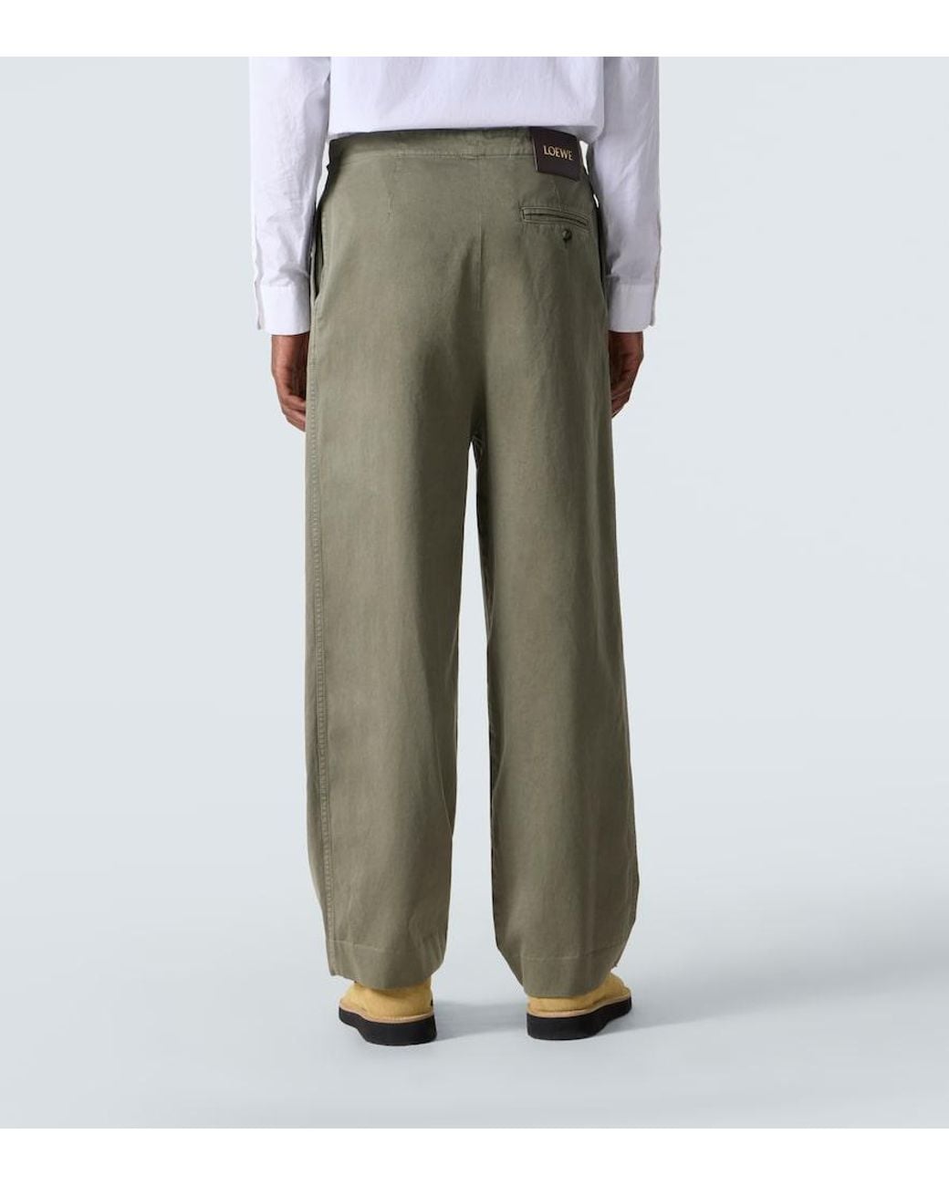 Loewe Green Cotton Belted Trousers for men