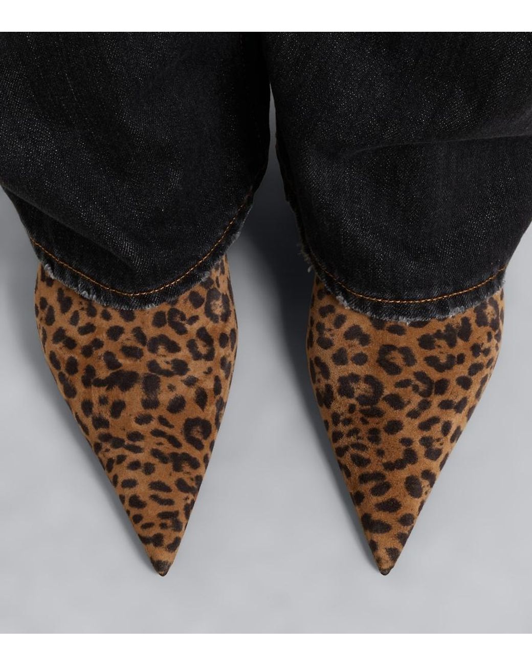 AMINA MUADDI Brown Barbara Leopard-Print Suede Ankle Boots