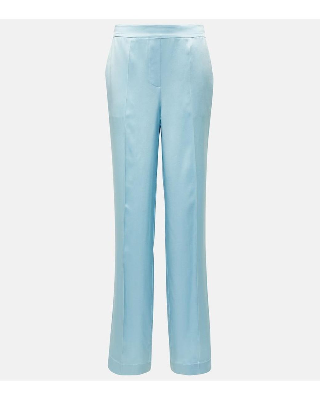 Joseph Blue Tova Silk Satin Straight Pants