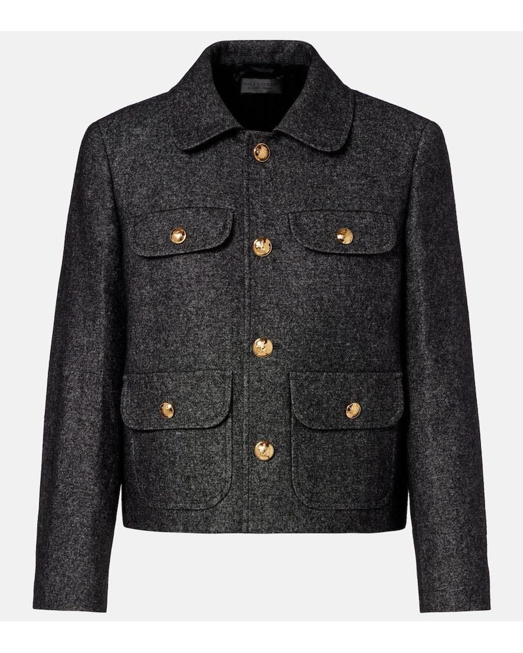Nili Lotan Black Chamonix Cotton And Wool-Blend Jacket