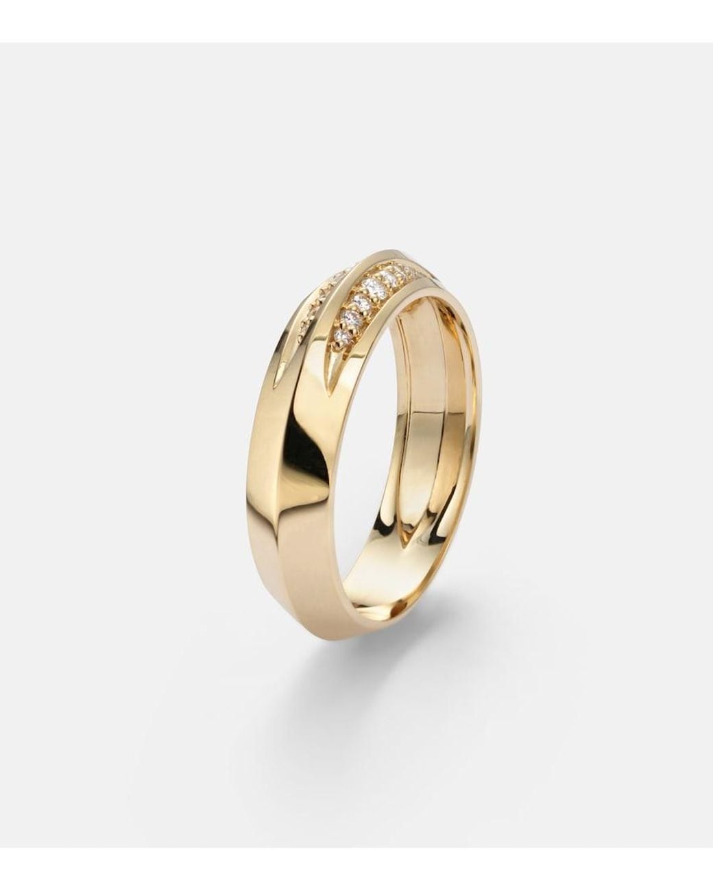 STONE AND STRAND Metallic Knife Edge 14Kt Ring With Diamonds