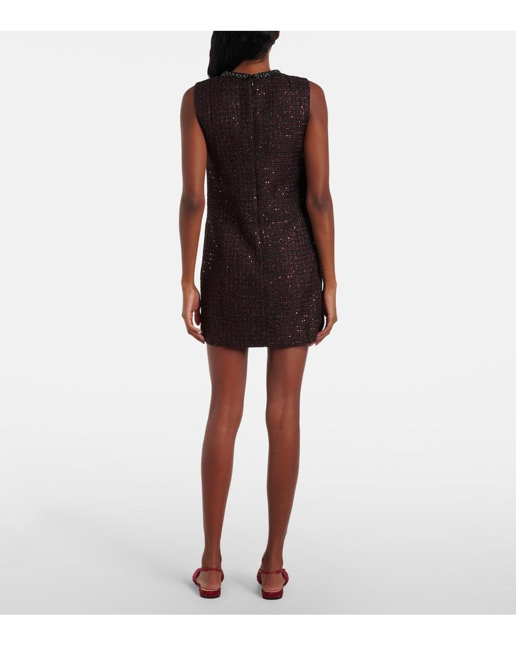 Self-Portrait Brown Sequined Tweed Minidress