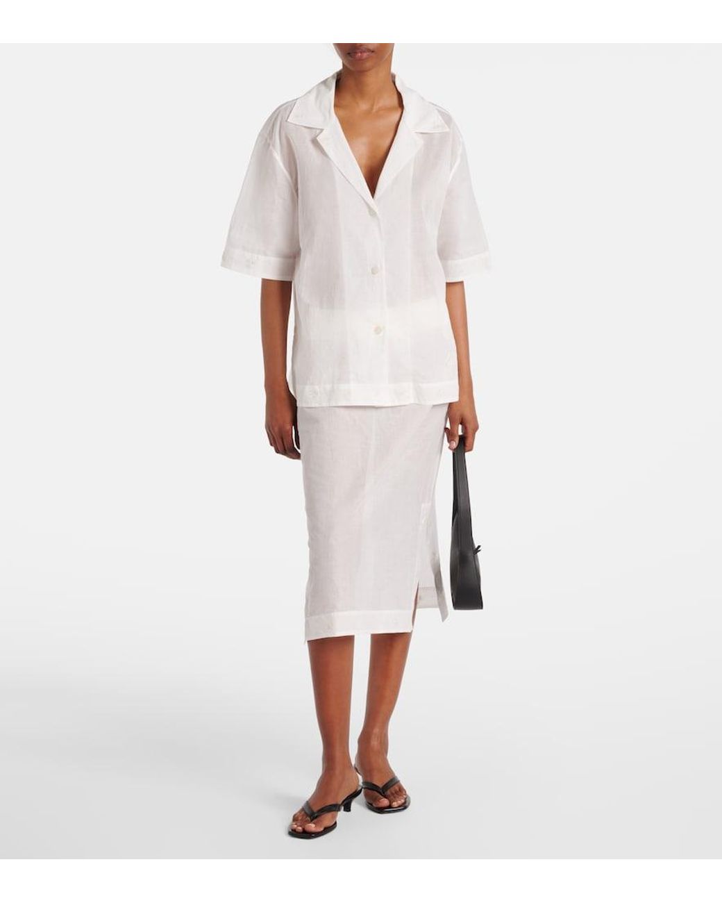 Rohe White Floral Semi-Sheer Organza Pencil Skirt