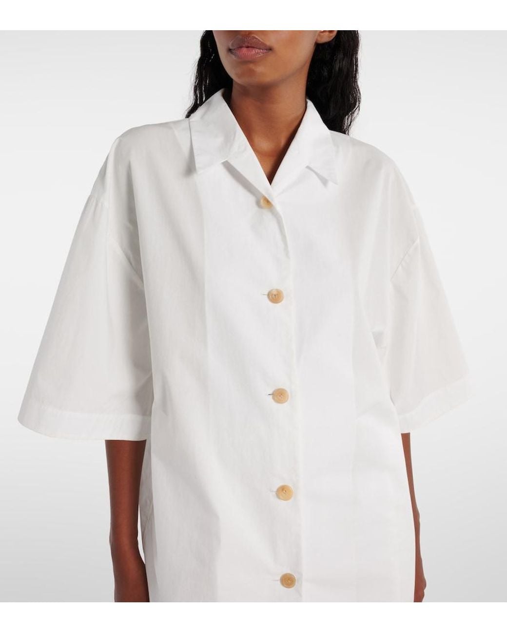 Khaite White Owen Cotton Poplin Shirt