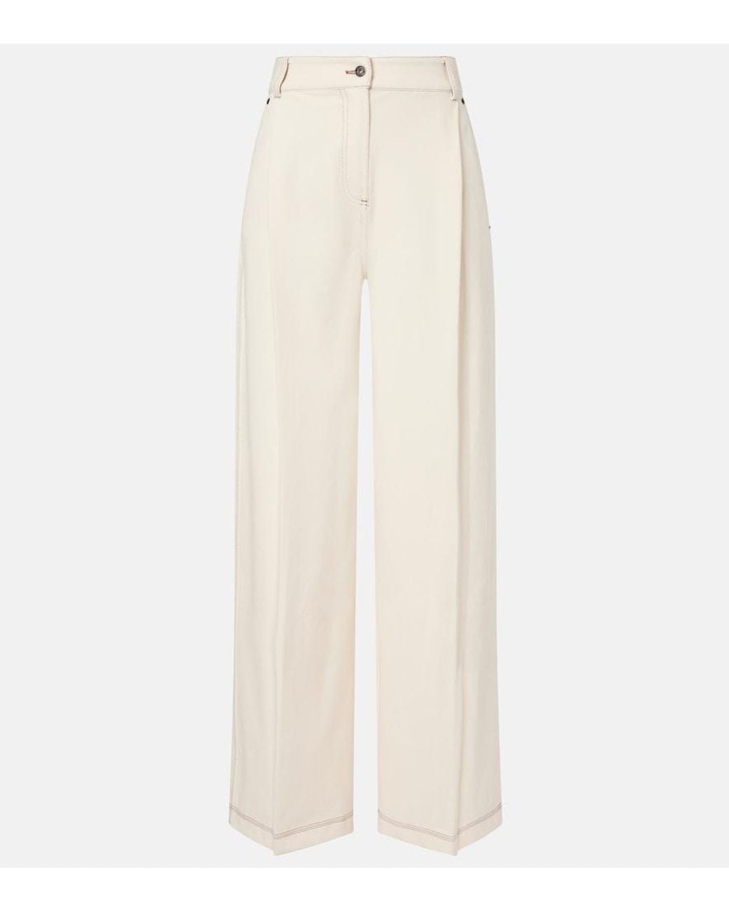 Max Mara White Pleated Wide-Leg Jeans