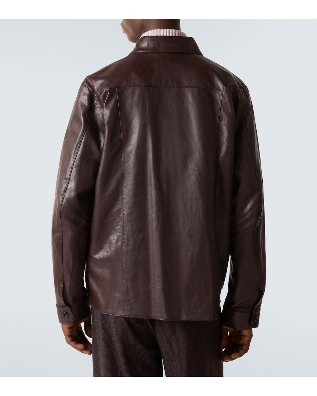 Our Legacy Brown Welding Leather Overshirt for men