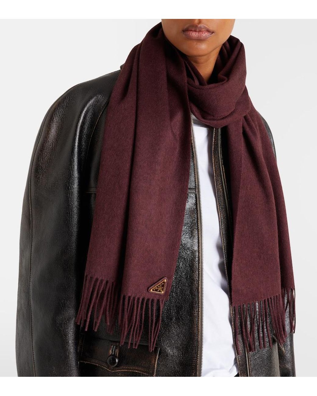 Prada Purple Fringed Silk And Cashmere Scarf