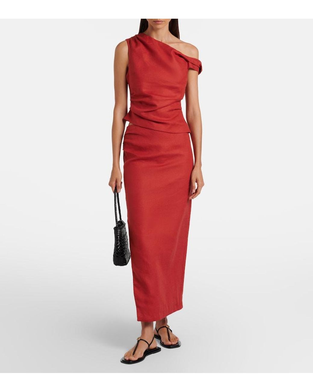 Sir Red Linen Maxi Skirt