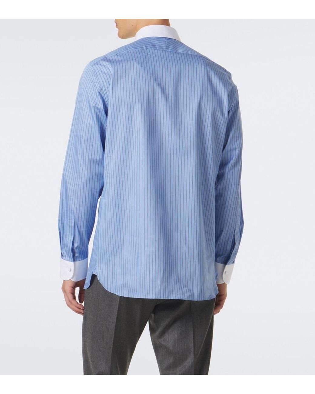 Tom Ford Blue Striped Cotton Satin Shirt for men