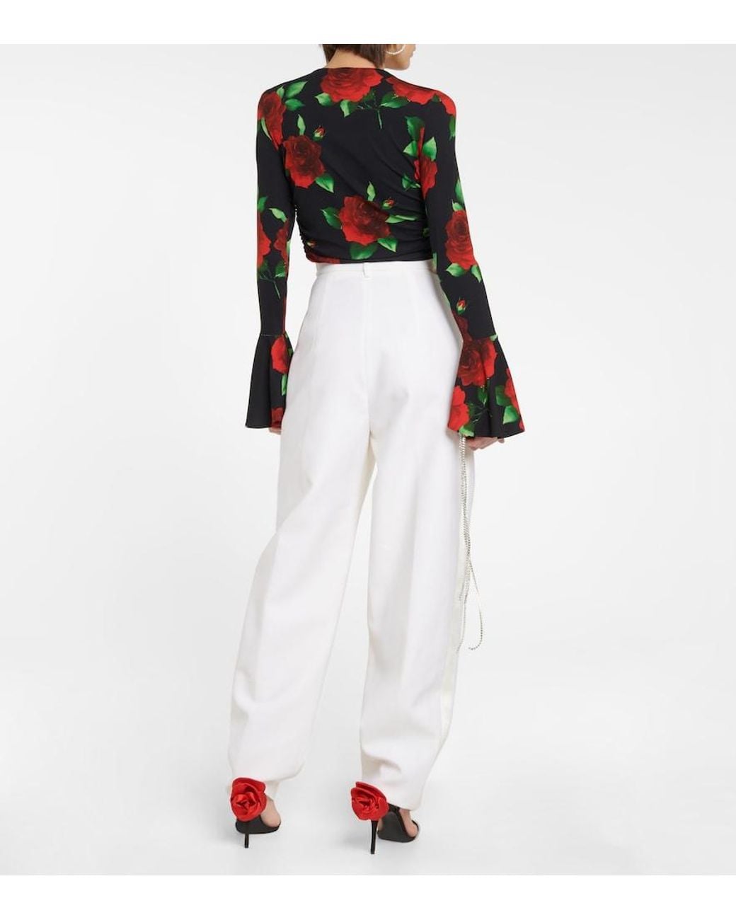 Magda Butrym White Silk And Wool Tapered Pants