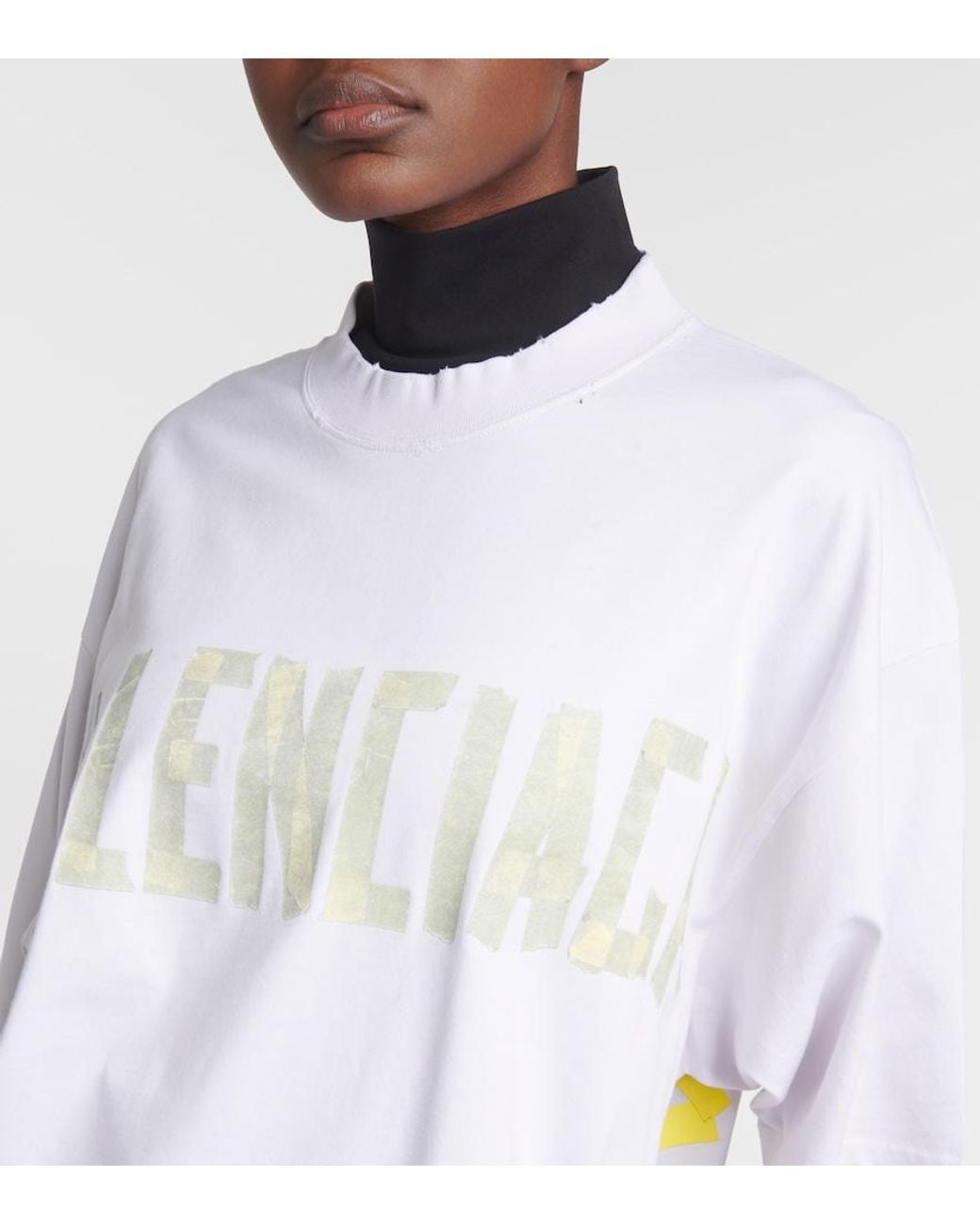 Balenciaga White Tape -Baumwoll -T -Shirt