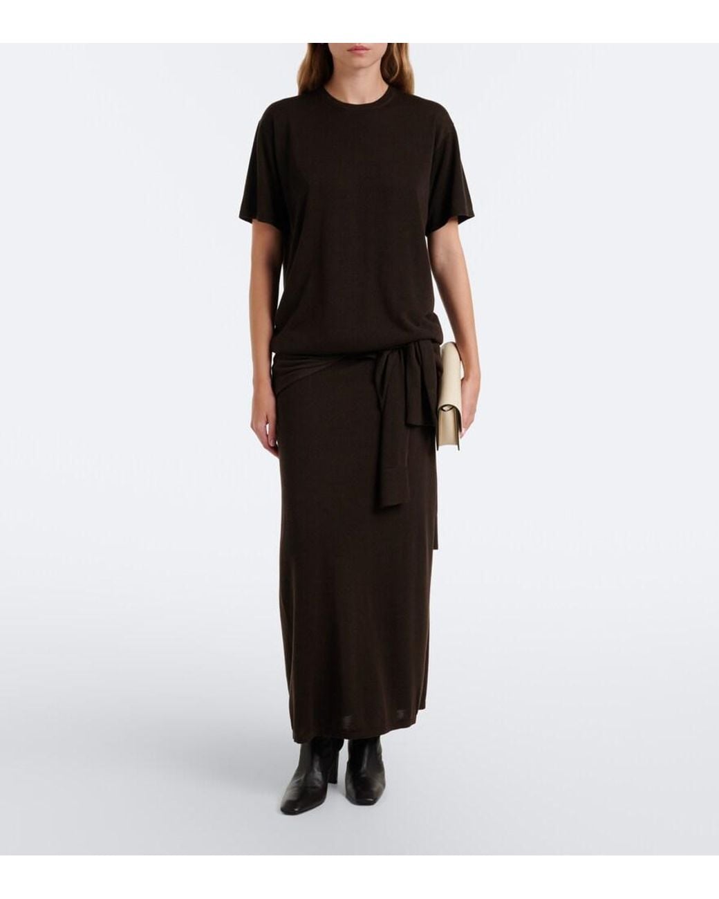 Totême  Black Knitted Midi Skirt