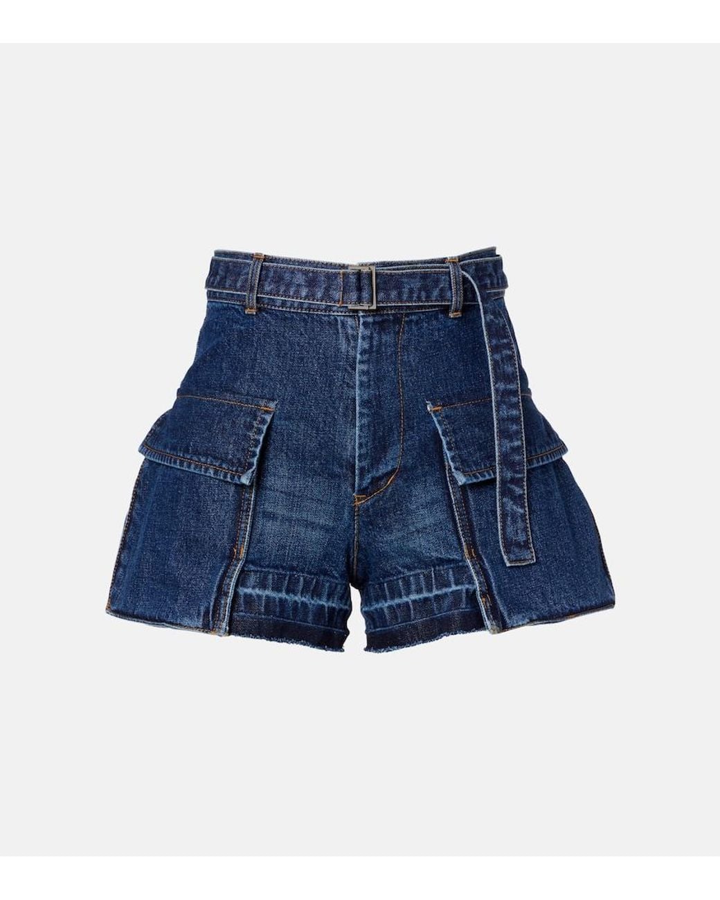 Sacai Blue Belted Denim Shorts