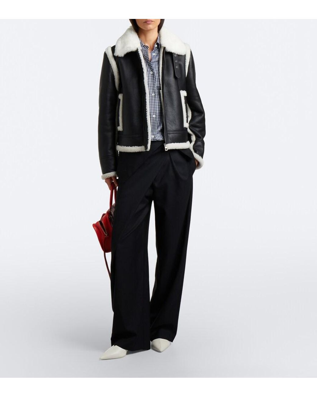Loewe Black Shearling-Trimmed Leather Jacket