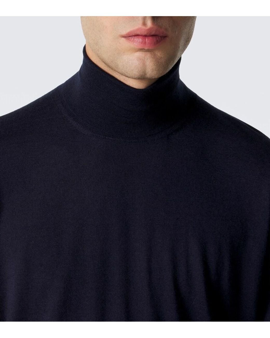 Thom Sweeney Blue Cashmere And Silk Turtleneck Sweater for men