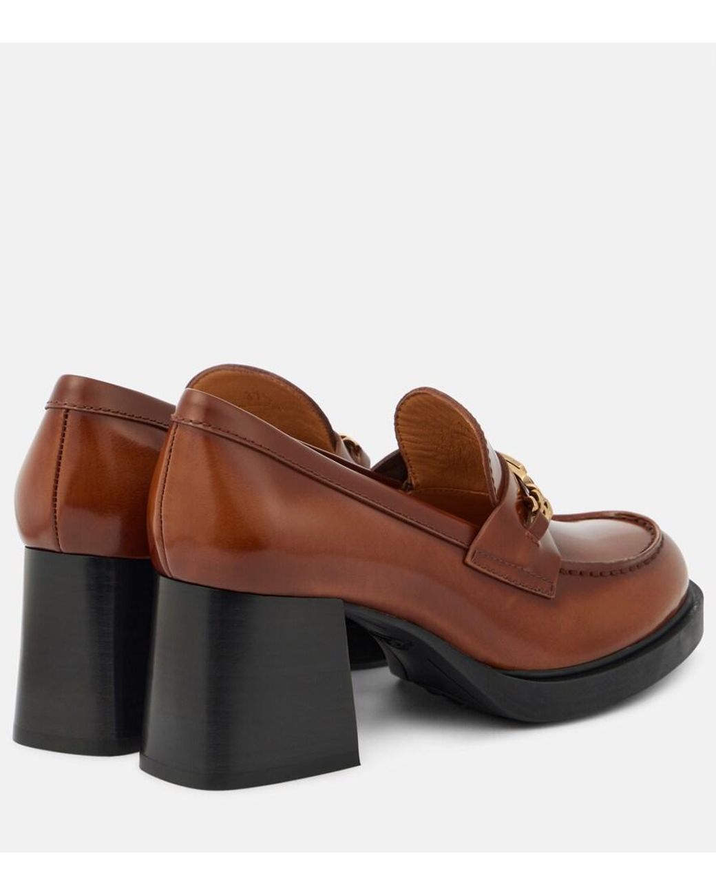Tod's Brown Patent Leather Loafer Pumps