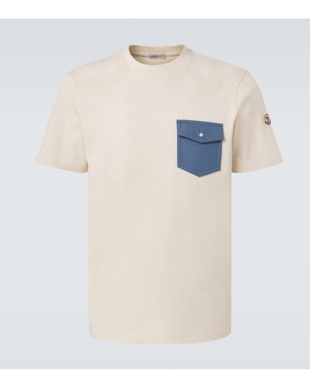 Moncler White Denim-Trimmed Cotton Jersey T-Shirt for men