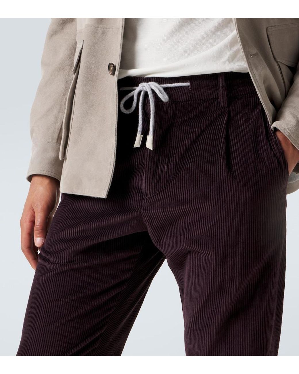 Eleventy Blue Cotton And Cashmere Corduroy Slim Pants for men