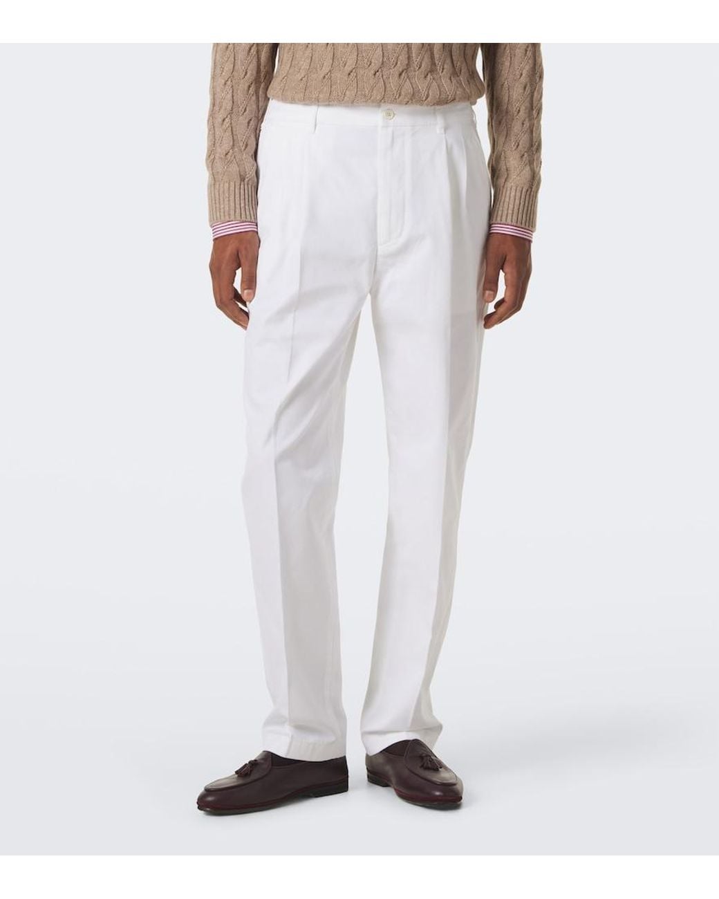 Dunhill White Cotton And Cashmere Straight Pants for men