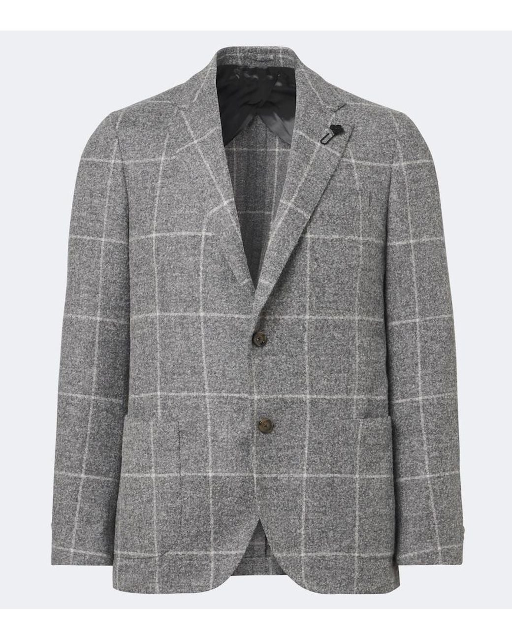 Lardini Gray Checked Alpaca And Wool-Blend Blazer for men