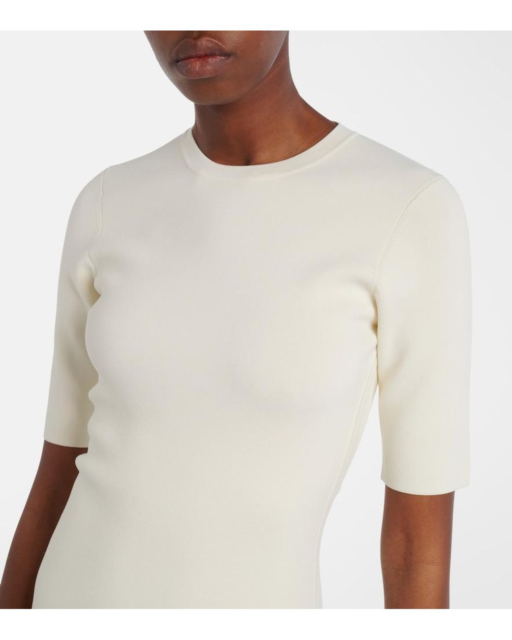 Totême White Wool And Silk-Trimmed Midi Dress