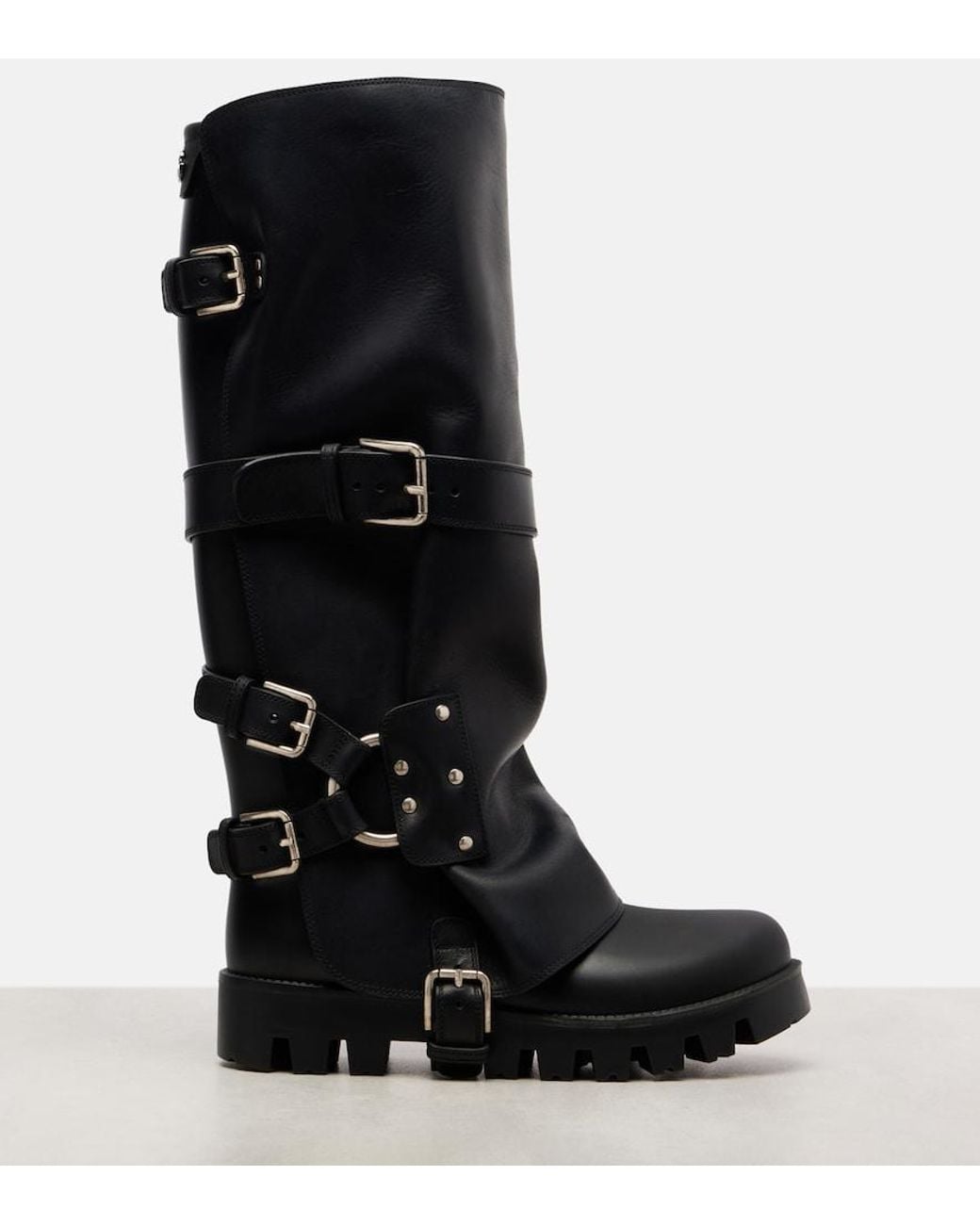Dolce & Gabbana Black Leather Biker Boots