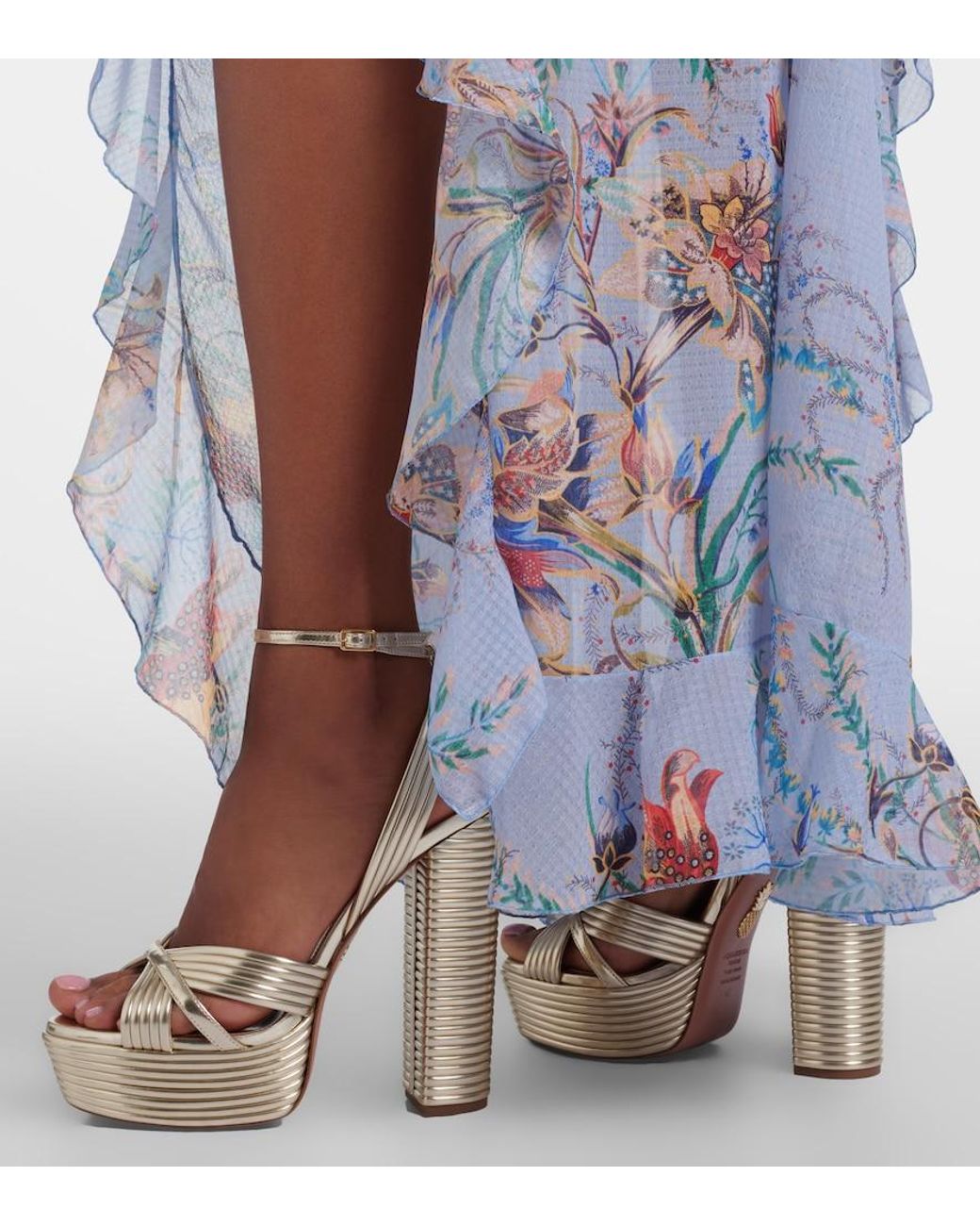 Aquazzura Metallic Sundance Leather Platform Sandals