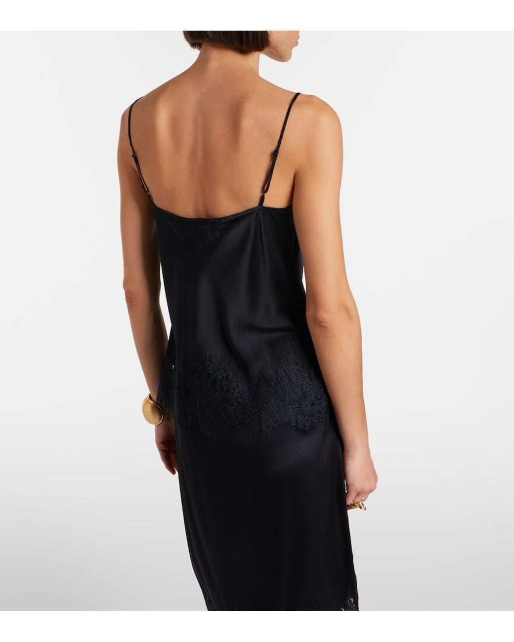 Nili Lotan Black Nadine Lace-Trimmed Silk Camisole