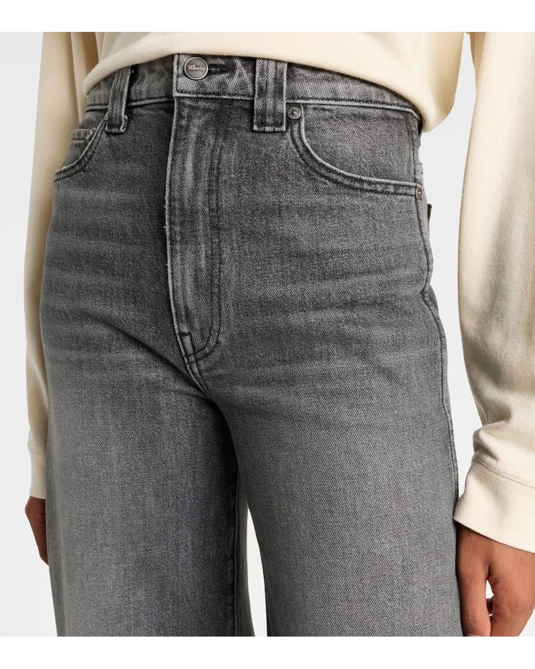 Khaite Gray Dane High-Rise Wide-Leg Jeans
