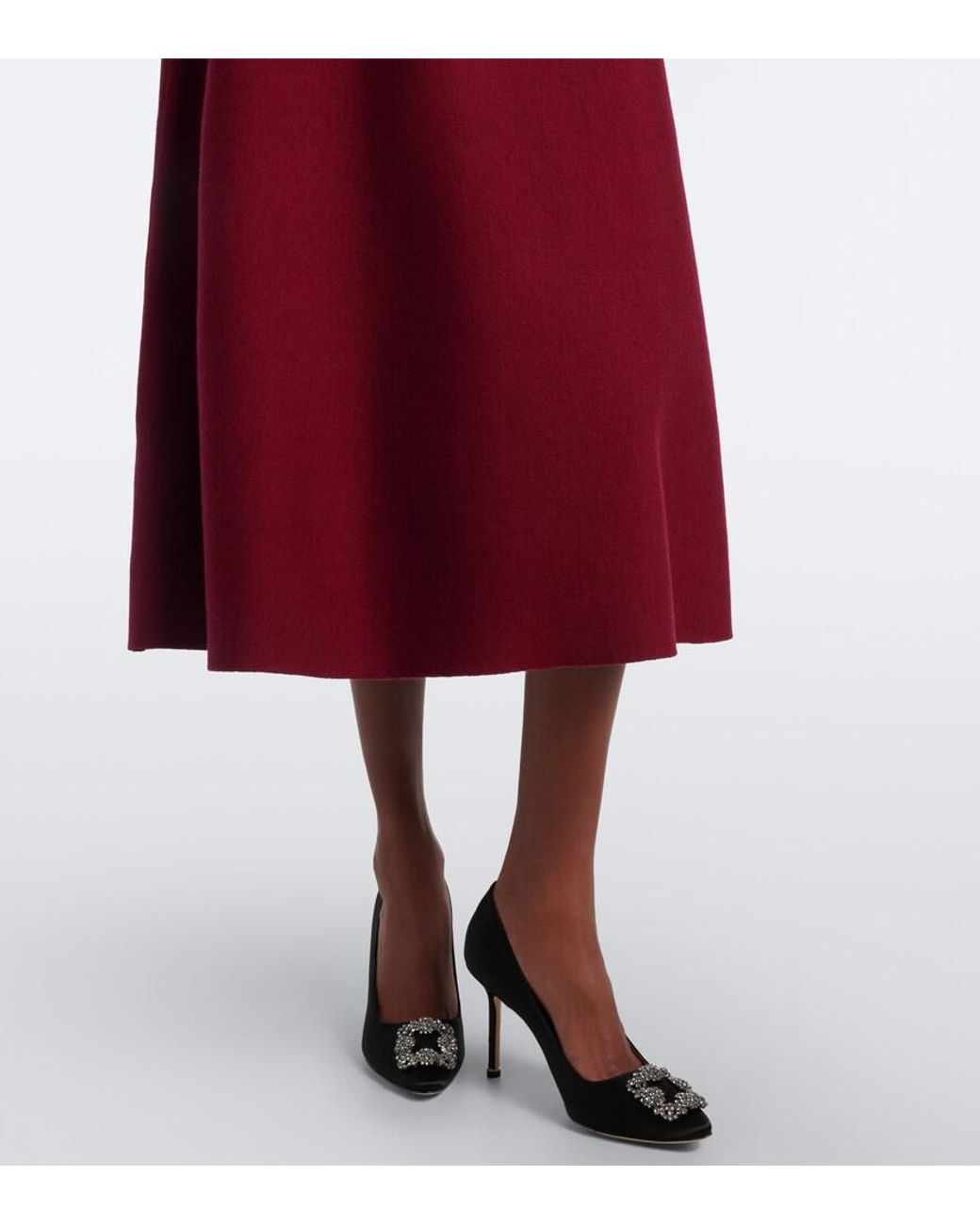 Oscar de la Renta Red Cutout Wool Midi Dress