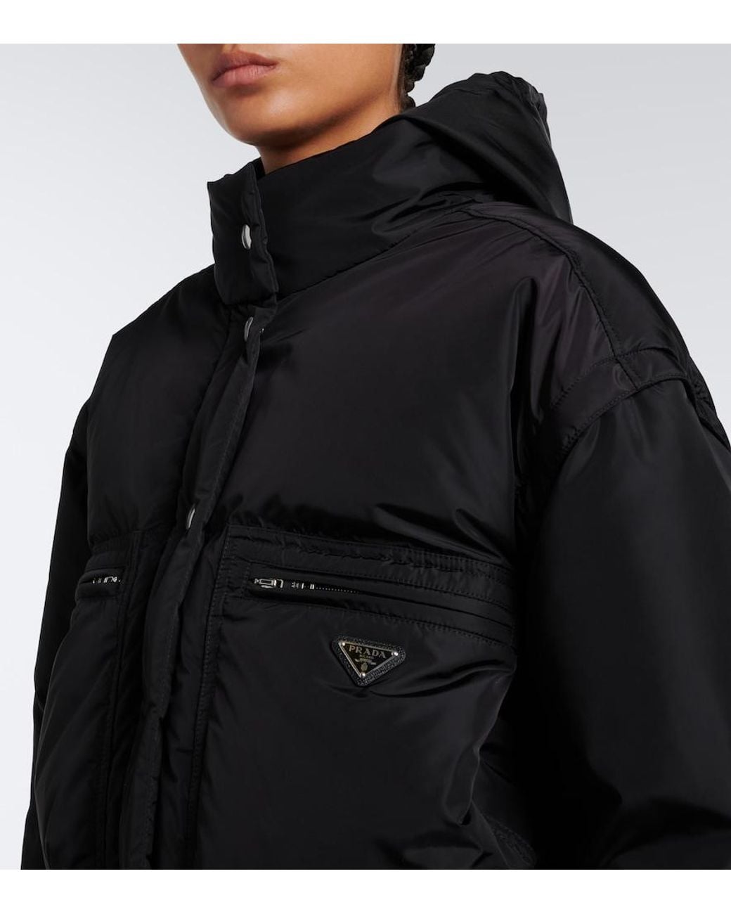 Prada Black Re-Nylon Cropped Down Jacket