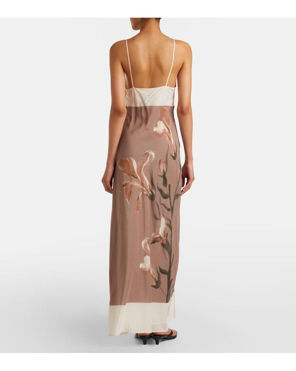 Sir Brown Azaliea Floral Silk Max Dress
