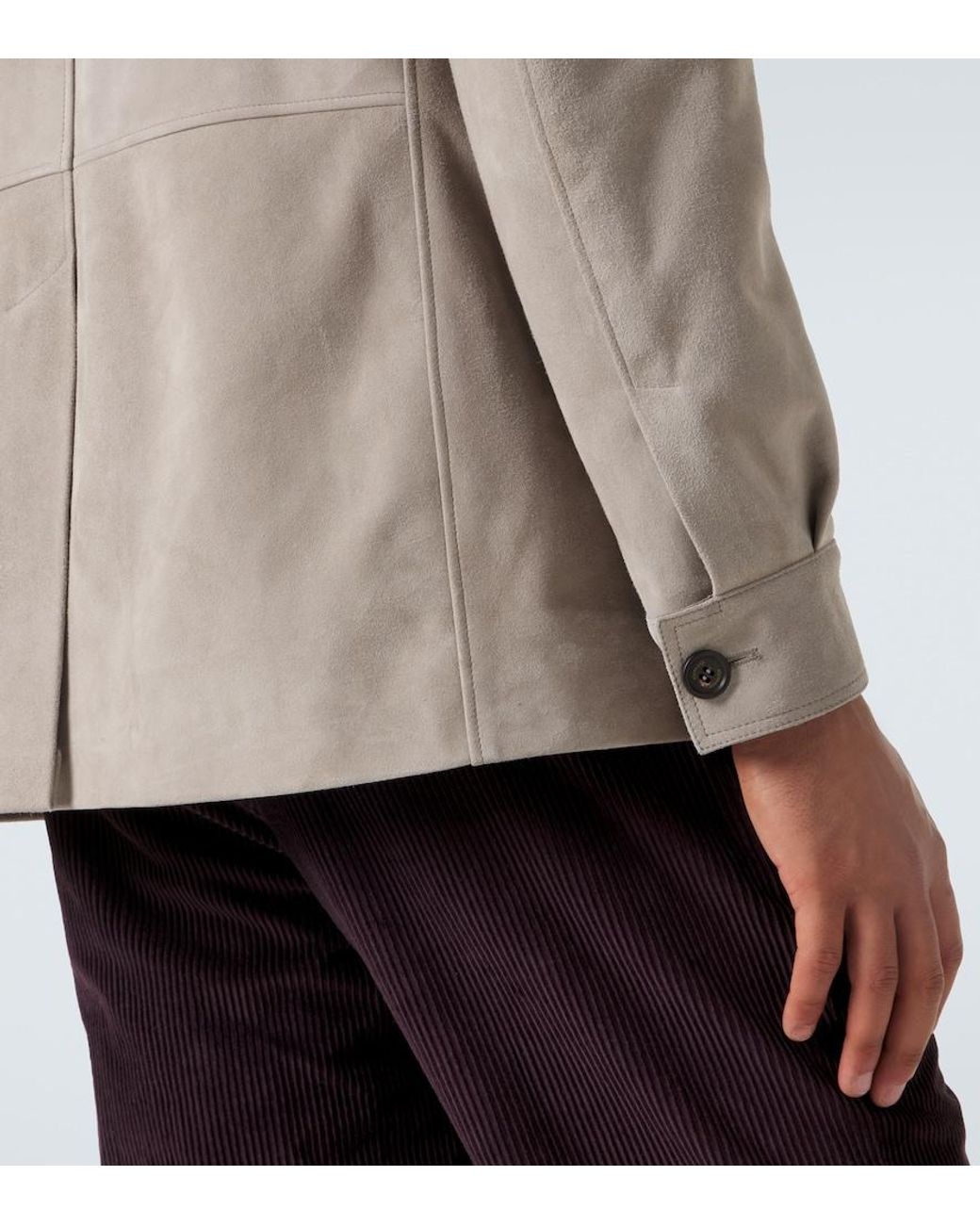 Eleventy Natural Shearling-Trimmed Suede Field Jacket for men
