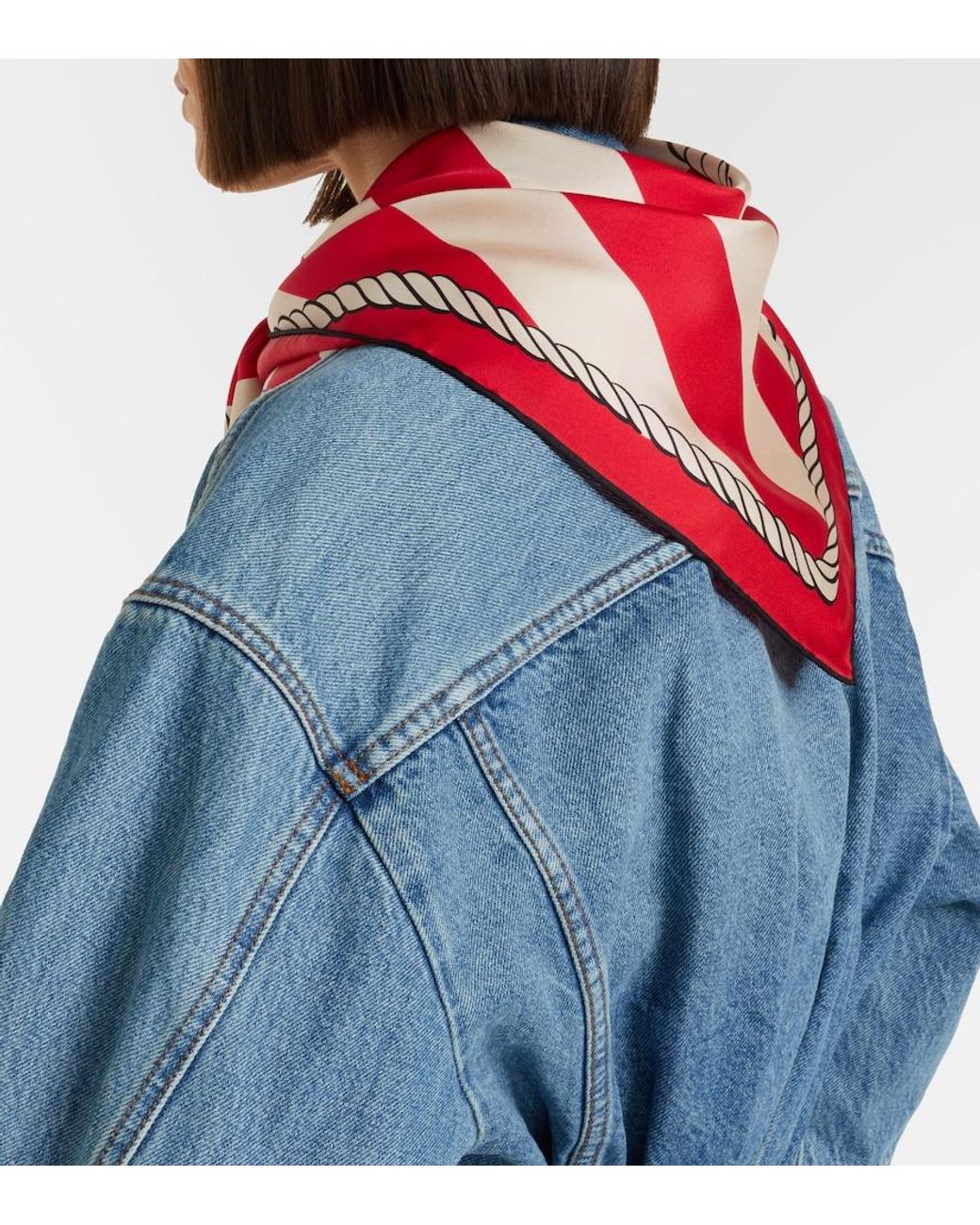 Jacquemus Red Bateau Corde Printed Silk Scarf