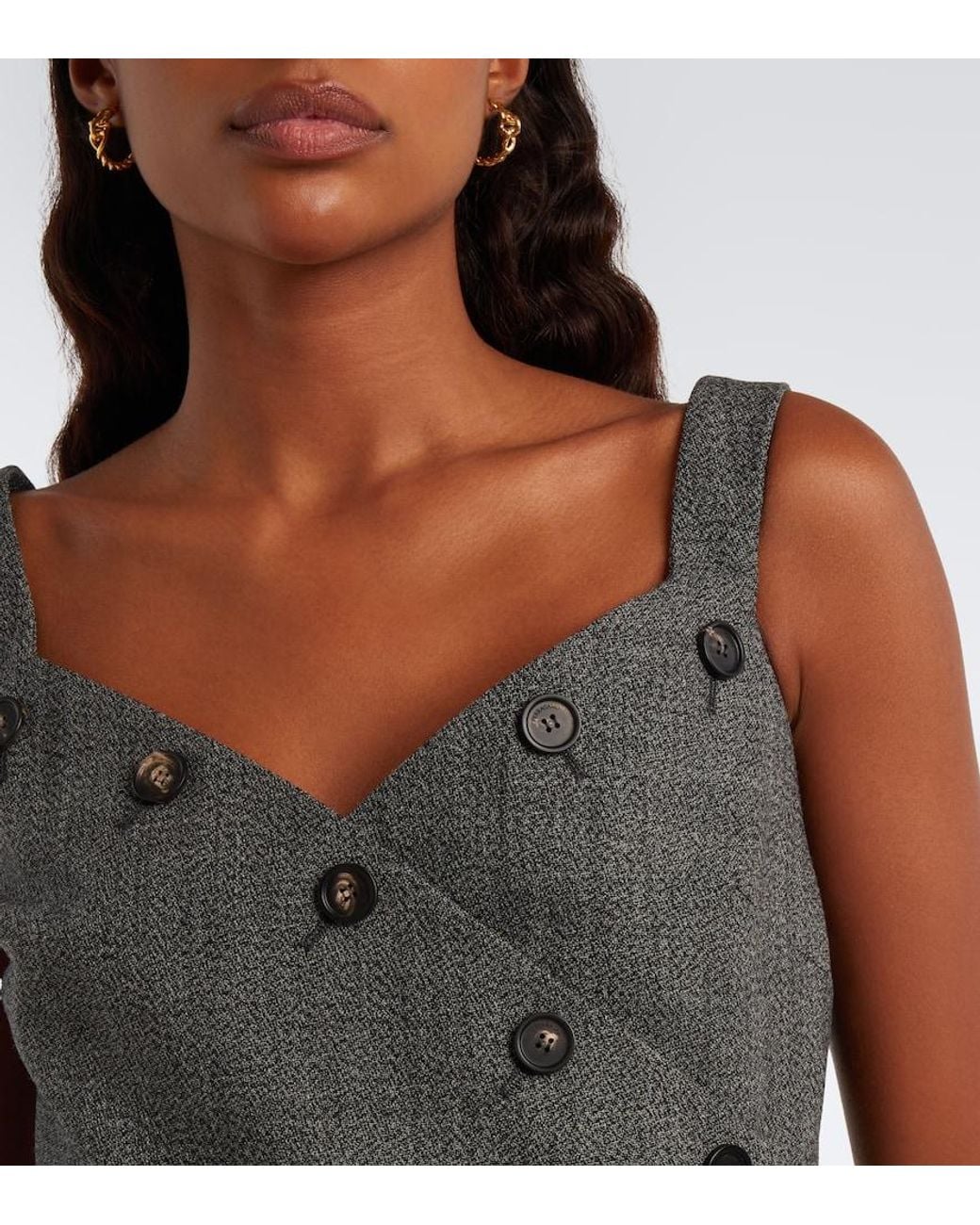 Ferragamo Gray Paneled Virgin Wool Top