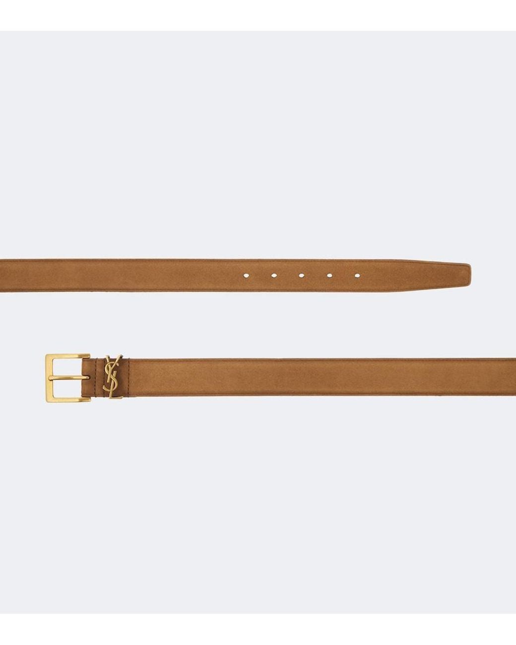 Saint Laurent Brown Cassandre Suede Belt for men