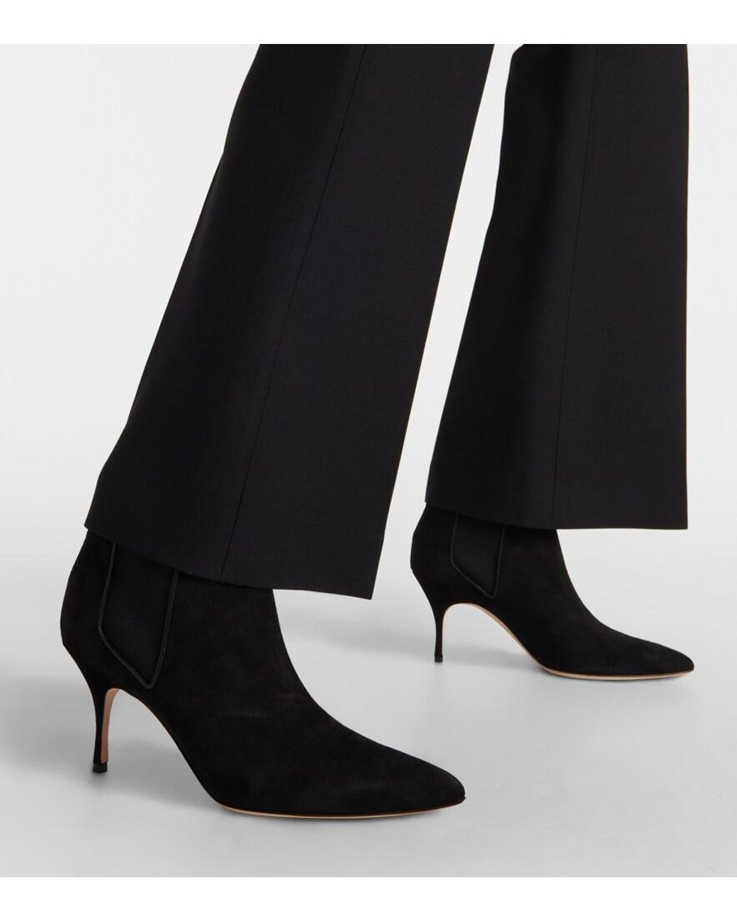 Manolo Blahnik Black Dildi Otto Suede Ankle Boots