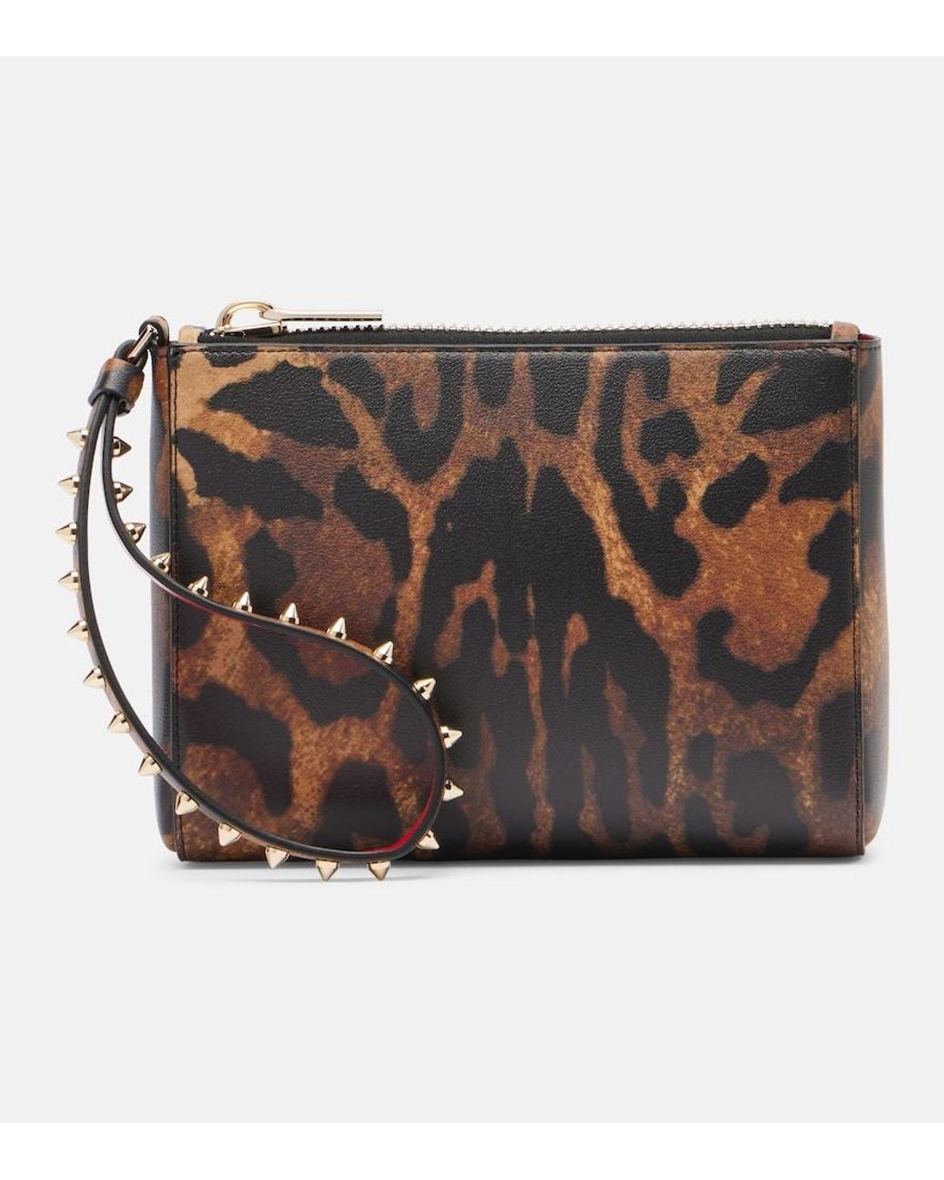 Christian Louboutin Black Cabata Small Leopard-Print Leather Pouch