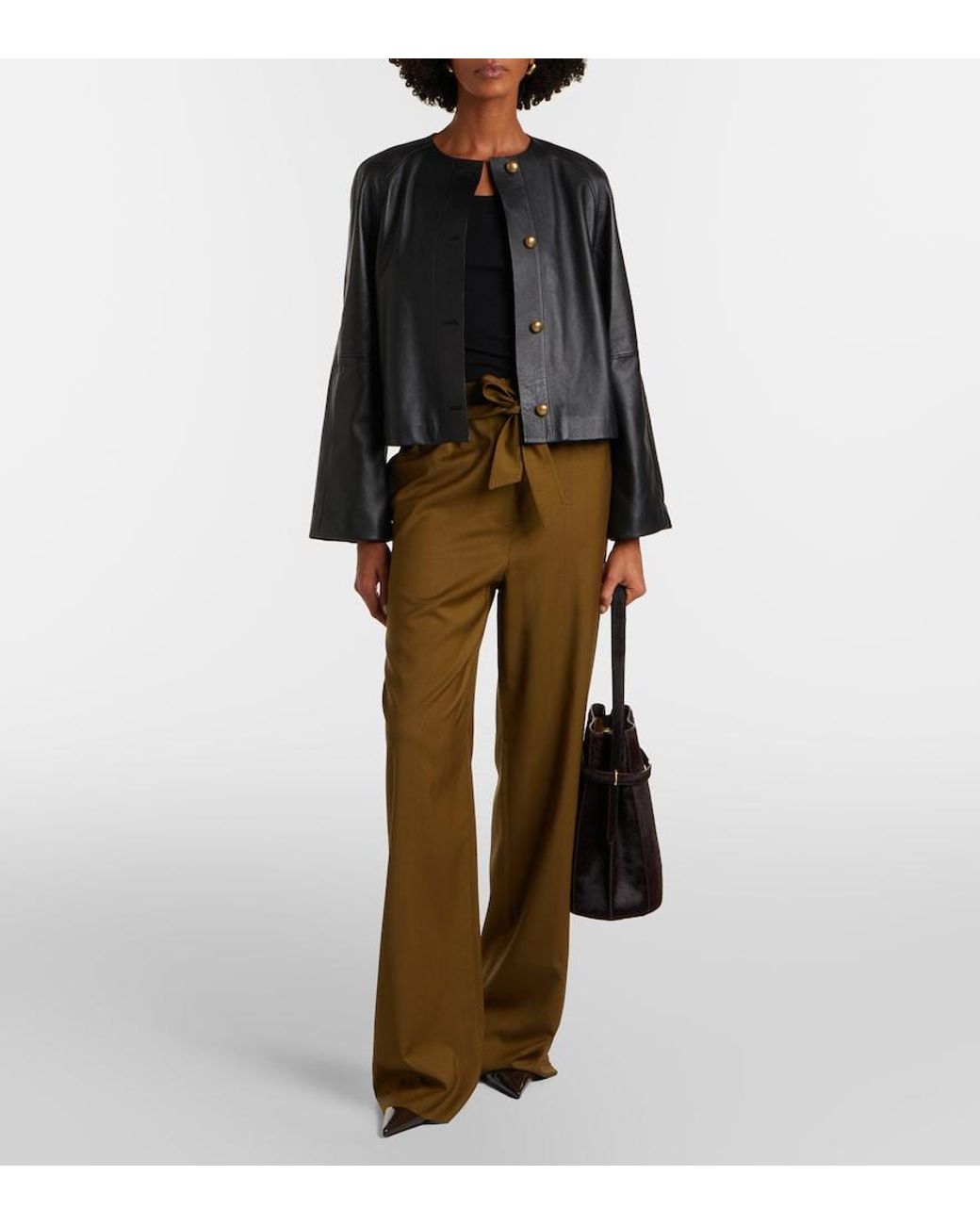 Max Mara Black Bouquet Leather Jacket