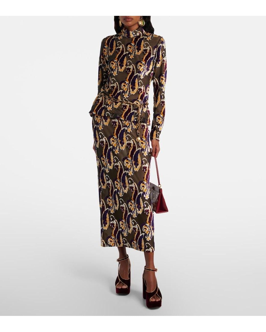 Etro Multicolor Paisley Pencil Skirt