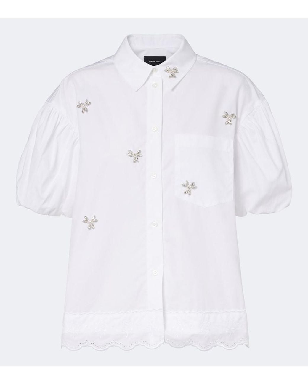 Simone Rocha White Embellished Cotton Poplin Shirt