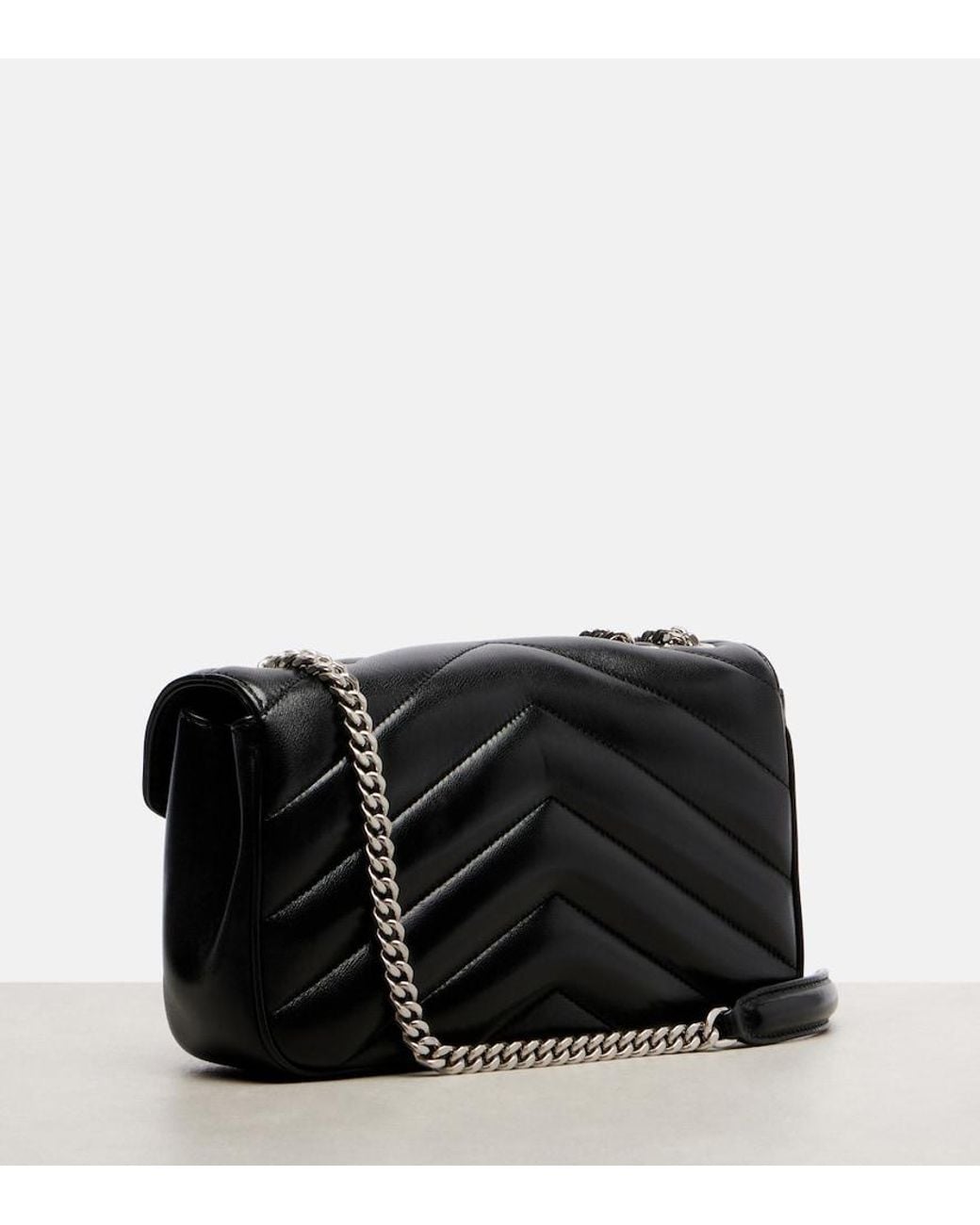 Saint Laurent White Loulou Small Leather Shoulder Bag