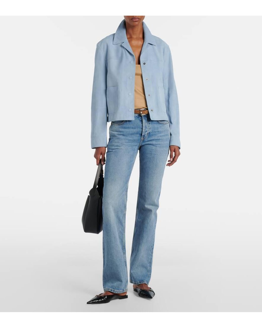 Tom Ford Blue Cropped Suede Blouson Jacket