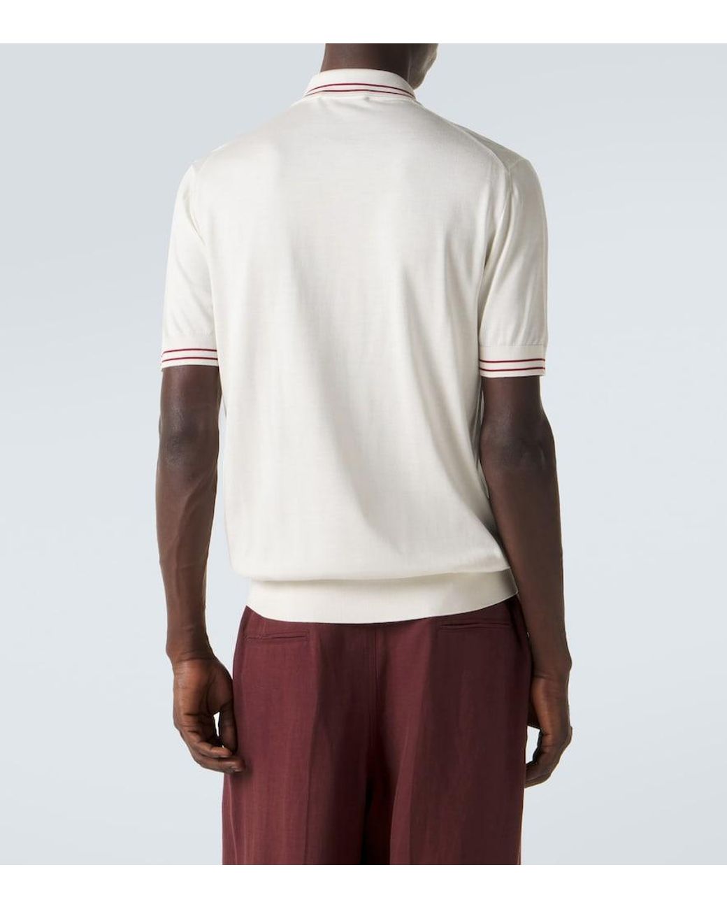 Dolce & Gabbana White Dg Silk Polo Shirt for men