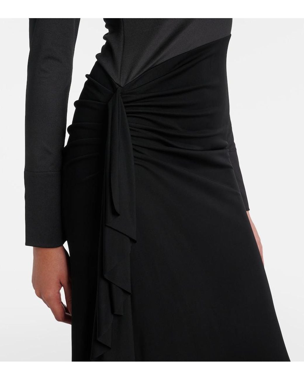 Victoria Beckham Black Gathered Jersey Gown