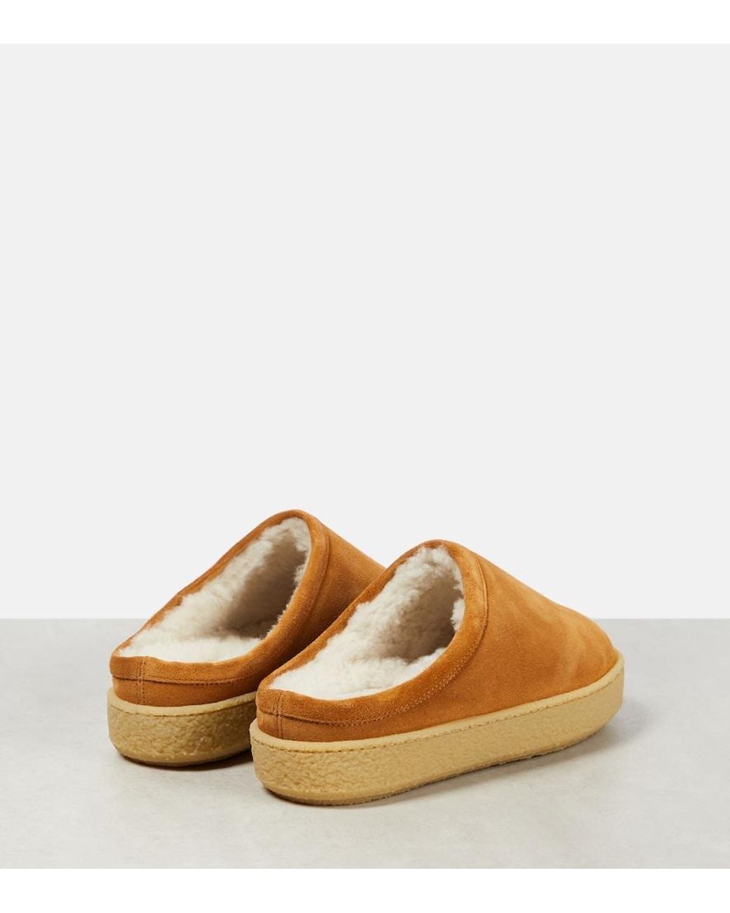 Isabel Marant Brown Fozee Shearling-Lined Suede Slippers